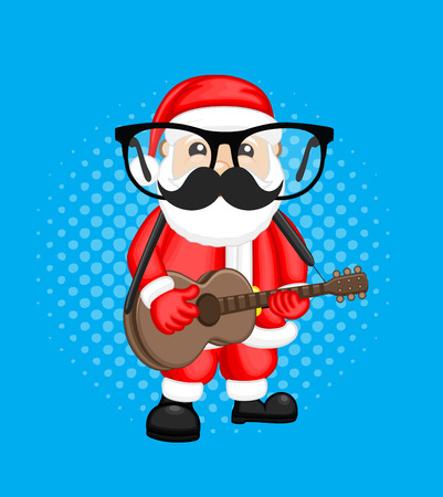 Santa Claus Playing Guitarのイラスト素材