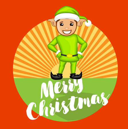 Cheerful Christmas Elf Characterのイラスト素材