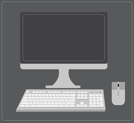 Monitor, Keyboard and Mouse Vectorのイラスト素材