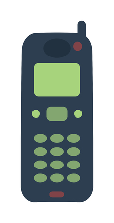 Old vintage keypad mobile phone and icon of old classic mobile phone antique vector. Old style mobile phone technology retro cellphone vector illustrationのイラスト素材