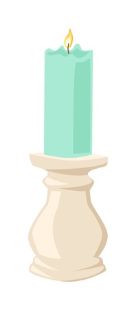 Number candle in flat style. Candles light flame party birthday candlelight wax decoration. Celebration number glowing candle birthday traditional decoration. Party candleのイラスト素材