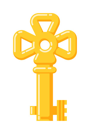 Vintage key antique door key isolated on white background. Access household vintage key. Retro door metal security vintage key and vintage key safe house decorative. Decorative key silhouetteのイラスト素材