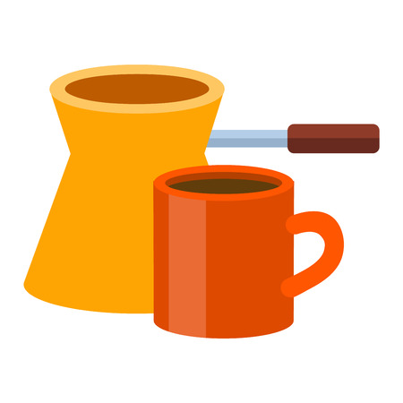 Turkish fishborn coffee pot prepared coffee.のイラスト素材