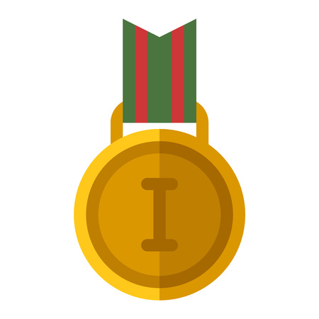 Award ribbon medal first place vector and medal first place award winner ribbon achievement. Medal first place success symbol and medal first place champion sport. Medal first place emblem trophy.のイラスト素材