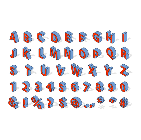 Isometric alphabet typography text and isometric alphabet perspective letter art. Isometric alphabet latin number retro 3d typeface. Isometric alphabet font 3D letters for web mobile device vector.のイラスト素材