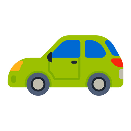 Green car sedan vehicle transport type design sign technology style vector. Generic sedan car design flat vector illustration isolated on white. Transport sedan objectのイラスト素材