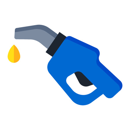 Automotive refueling gun benzine pollution power. Car fuel pistol nozzle car petroleum energy refueling industry transport symbol. Isolated fuel pistol tank petrol gas station nozzle economy vector.のイラスト素材