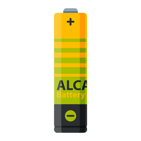 Battery electricity charge technology and alkaline. Flat battery accumulator symbol generation voltage. Color batterie electricity charge technology vector.のイラスト素材
