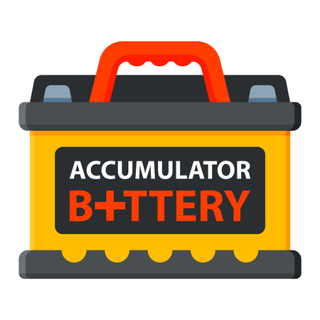 Accumulator battery energy power and electricity accumulator battery. Accumulator battery alkaline generation energy. Battery accumulator car auto parts electrical supply power isolated 12v vector.のイラスト素材