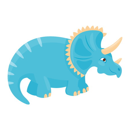 Dinosaur triceratops cartoon vector illustration. Cartoon dinosaurs cute monster funny animal and prehistoric character triceratops cartoon dinosaur. Cartoon comic fantasy triceratops dinosaur reptileのイラスト素材