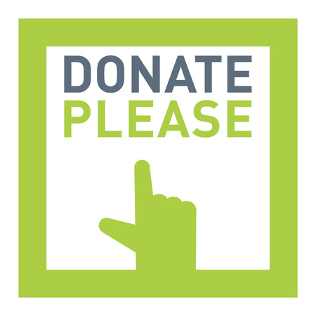 Vector donate concept hand and money button in flat style. Donation gift charity, isolated web donate button design sign contribute. Money giving symbol donate button signのイラスト素材