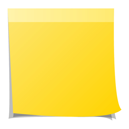 Yellow sticker and note paper sheet sticky isolated on white background vector illustration. Message office paper note. Sticker note sheet sticky business paper blank yellow note paperのイラスト素材