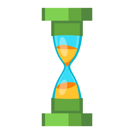 Sandglass icon, time hourglass, sand clock flat design history second old object. Vector...