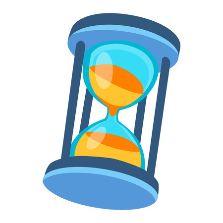 Sandglass icon, time hourglass, sand clock flat design history second old object. Vector illustration sand clock hourglass timer hour minute watch countdown flow measure.のイラスト素材