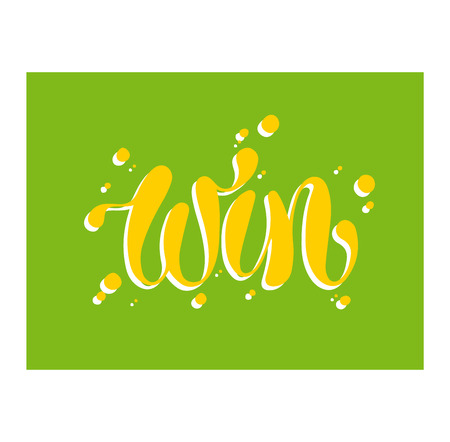 Win text sign test illustration. Success luck message contest promotion win text. Banner competition award lucky lottery word win text. Modern reward gamble champion text.のイラスト素材