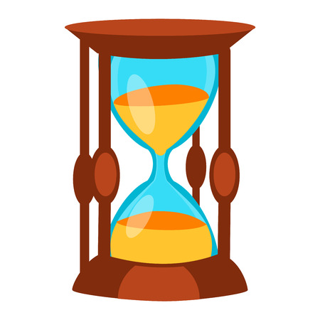 Sandglass icon, time hourglass, sand clock flat design history second old object. Vector illustration sand clock hourglass timer hour minute watch countdown flow measure.のイラスト素材
