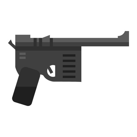 Pistol gun security bullet and ammunition protection metal gun. Danger military weapon. Weapon series vintage wild west army handgun military pistol gun vector.のイラスト素材