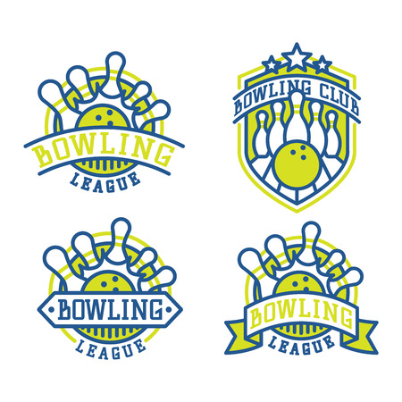 Vector bowling logo emblem and sport logo design element. Bowling logotype template and badge. Bowling badge sport item design for sport league teamsのイラスト素材