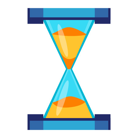 Sandglass icon, time hourglass, sand clock flat design history second old object. Vector illustration sand clock hourglass timer hour minute watch countdown flow measure.のイラスト素材