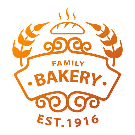 Bakery badgesand logo icon thin modern style vector. Retro bakery label, logo and badge icons. Bakery badge design element isolated on white backgroundのイラスト素材