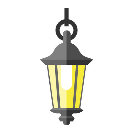 Street lamp silhouette retro metal street object electricity industry and vintage street lamp silhouette vector. Street lamp flat vector illustration. Street lamp silhouetteのイラスト素材