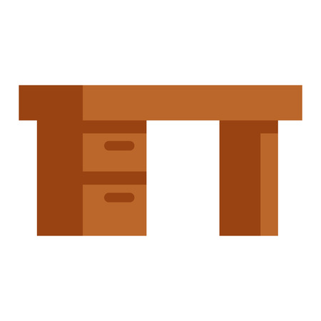 Wooden table flat vector isolated on white backgrounsのイラスト素材