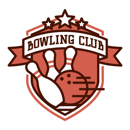 Vector bowling logo emblem and sport logo design element. Bowling logotype template and badge. Bowling badge sport item design for sport league teamsのイラスト素材