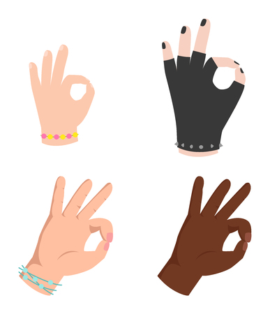 Ok hands success gesture and okey hands yes agreement. Okey hands signal business human agree. Best approval accept. Silhouette of hands showing symbol of all okのイラスト素材