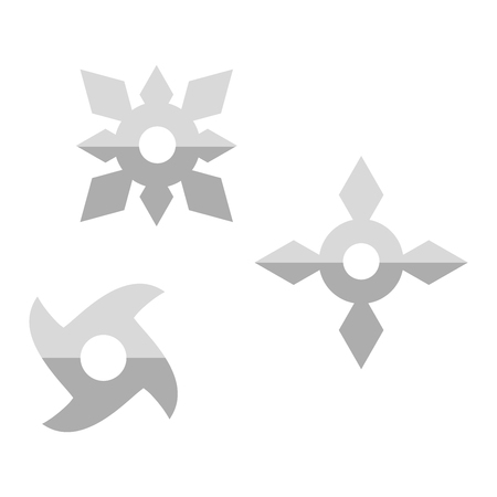 Ninja shuriken star weapon icon in flat style isolated on white background. Japan martial steel shuriken blade sharp. Traditional ninja japanese shuriken karate fight symbol vector.のイラスト素材