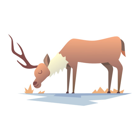 Cute deer cartoon comic wild vector character. Vector wild mammal cartoon deer celebration, humor mascot. Elk antler clip art holiday symbol stag nature cartoon deer forest animal. Christmas deerのイラスト素材