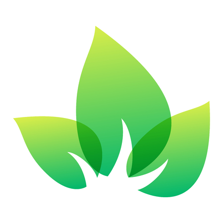 Green leaf eco design element icon. Leaf icon vector illustration friendly nature elegance symbol. Decoration flora leaf icon on white. Natural element ecology symbol green organic iconのイラスト素材