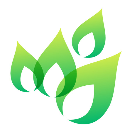 Green leaf eco design element icon. Leaf icon vector illustration friendly nature elegance symbol. Decoration flora leaf icon on white. Natural element ecology symbol green organic iconのイラスト素材