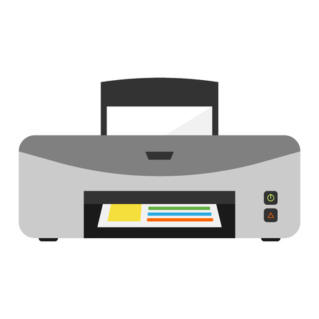 Printer machine graphic icon scanner tool electronic vector illustration. Technology computer design machine printer vector. Business isolated office ink jet page document equipment.のイラスト素材