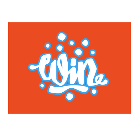 Win text sign vector test illustration. Success luck message contest promotion win text. Banner competition award lucky lottery word win text. Modern reward gamble champion text.のイラスト素材