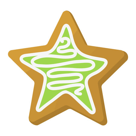 Sweet Christmas cookie cake isolated on white. Traditional Christmas sweet cake holliday vector. Cake cookie for New Year food sweet vector. Food fresh cookie isolatedのイラスト素材