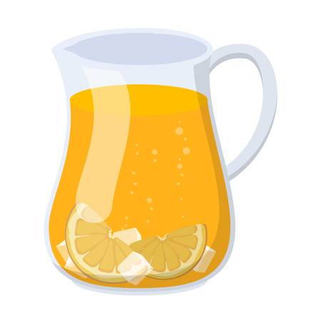 Glass of orange juice fresh drink beverage healthy drink isolated vector illustration. Glass of juice pineapple and multi fruit and citrus sweet juice glass. Citrus juice sweet liquid.のイラスト素材