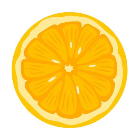 Ripe fresh orange on a white background. Orange isolated vector and juicy ripe vitamin fresh orange isolated. Orange isolated tropical healthy fruit and refreshment exotic dessert.のイラスト素材