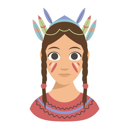 Vector illustration of Indian woman smiling traditional character. Young portrait beauty fashion red indian woman. Red Indian woman adult ethnic people sari model attractive vector character.のイラスト素材