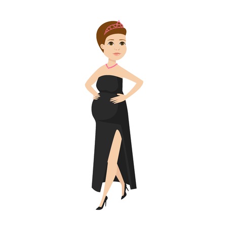 Young pregnant woman, pregnancy female expecting beautiful future mother character vector. Pregnant woman lifestyle and lifestyle happy mathernity woman. Love parent motherhood.のイラスト素材