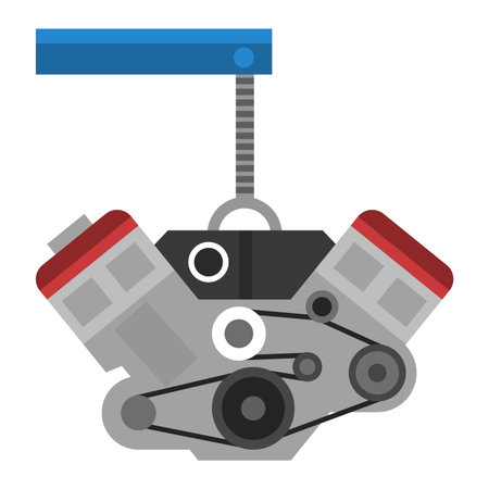 Engine icon automobile motor vehicle and engine icon transportation, pictogram flat design. Engine icon mechanic repair silhouette and engine electric. Engine icon car motor graphic symbol vector.のイラスト素材