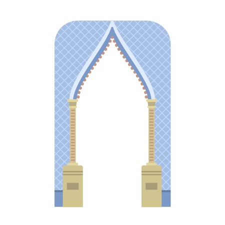 Arch vector architecture construction frame arch. Column entrance design arch and arch classical construction. History antique culture pillar exterior facade arch. Ornament gateway monumentsのイラスト素材
