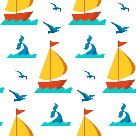 Seamless vector patterns with nautical elements wave collection paper. Ocean sea vector blue texture wallpaper marine seamless patterns. Water nautical element abstract marine seamless patterns.のイラスト素材