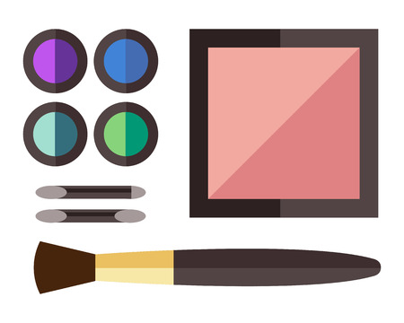 Makeup icons perfume mascara care brushes and comb faced eyeshadow. Glamour accessory. Vector set beauty fashion professional facial cosmetic icon.のイラスト素材