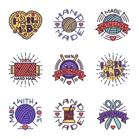 Handmade needlework badge logo vectorのイラスト素材