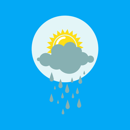 Weather rainy cloudy icon vector illustration. Season thermometer design thunder temperature sign. Meteorology sky or sun nature element for web application.のイラスト素材