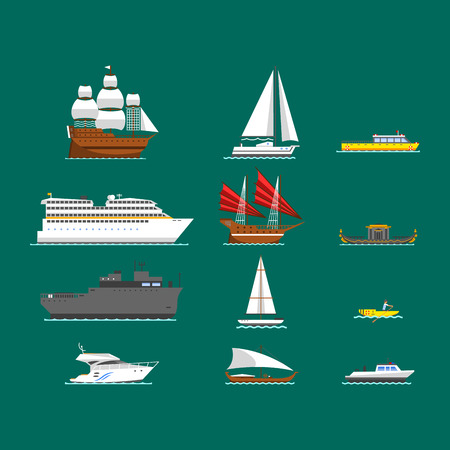 Ship and boats vector.のイラスト素材