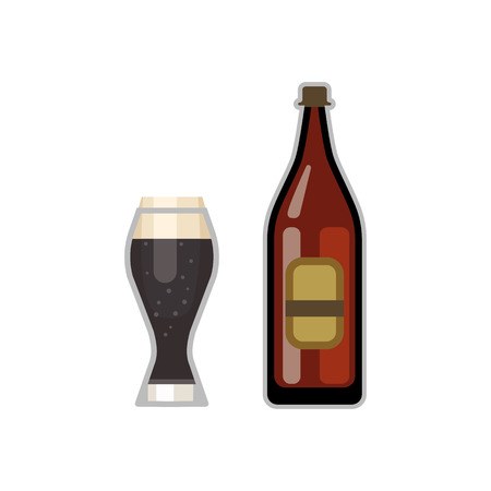Beer glass and bottle vector.のイラスト素材