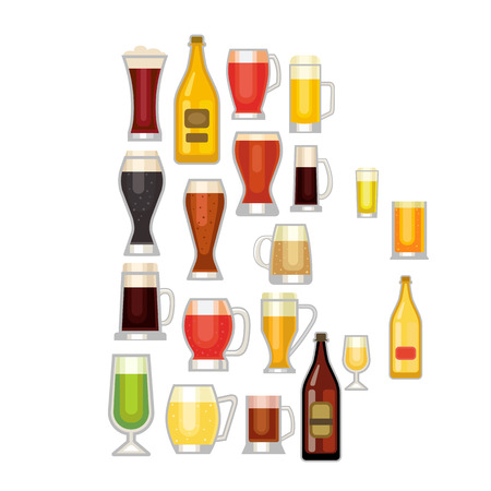 Beer glass vector set.のイラスト素材