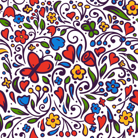 Seamless beautiful pattern with summer flowers vector illustration.のイラスト素材