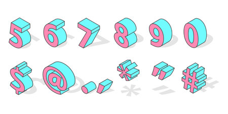 Isometric numbers vector isolated.